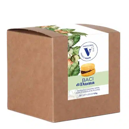 Box of Valerio Volpe Artisan Pastries and Baci di Dama Bites