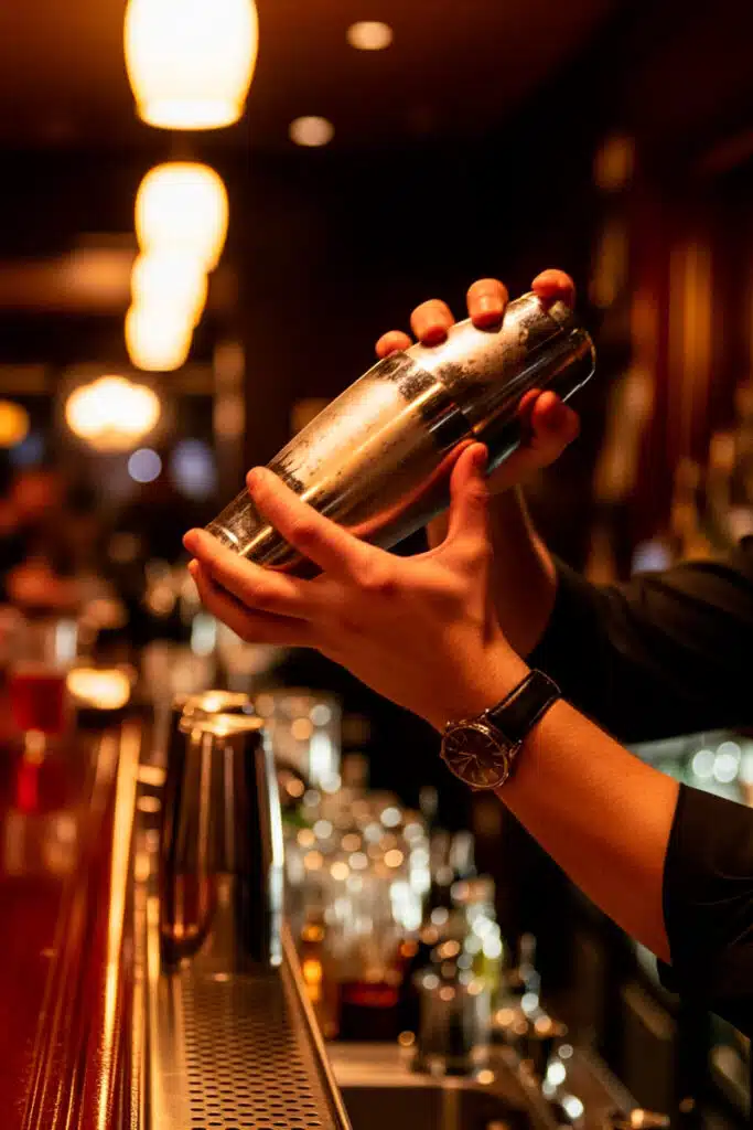 BarMan che shakera un coktail in abbinamento all'Entrée